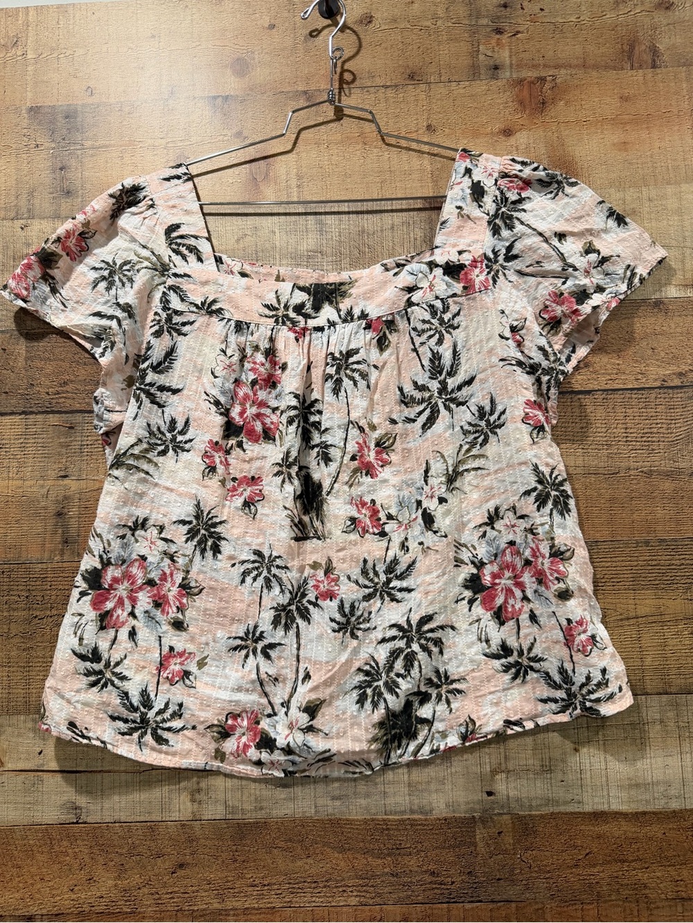 Women's Pink Floral Short Sleeve Summer Top Size 2XL